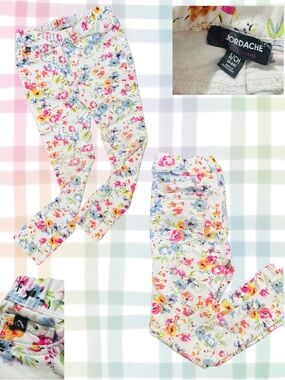 Jordache White Floral Skinny Jeans with Multicolor Blossoms
